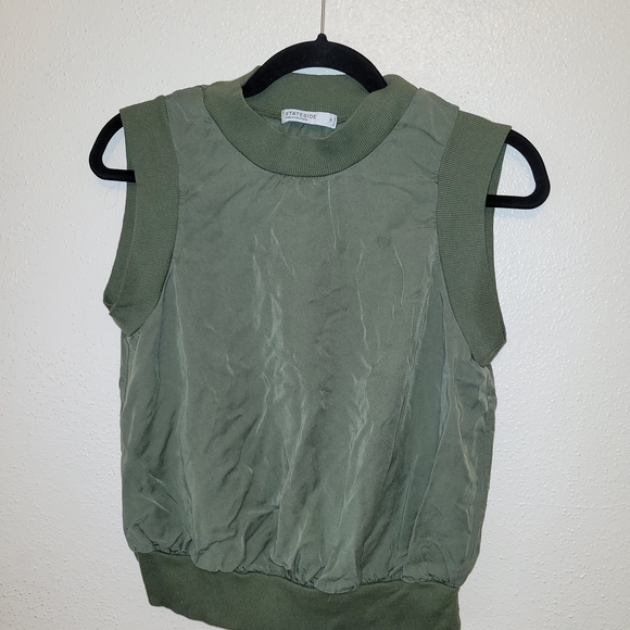 Stateside Olive Green Sleeveless Top Dove Muscle Size Small - Picture 3 of 6